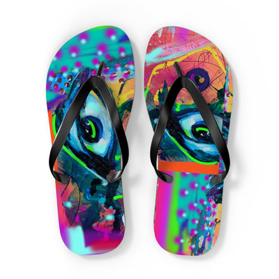 Vibrant Artistic Flip Flops - Colorful Summer Footwear