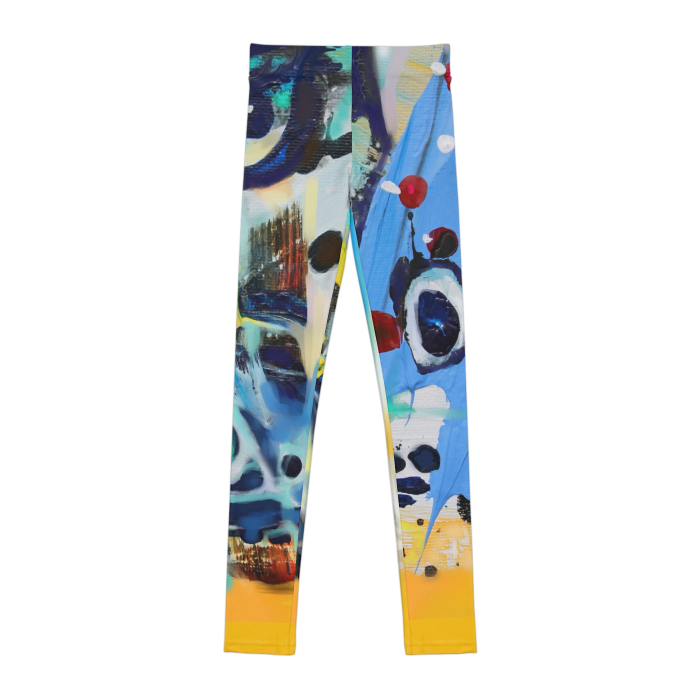 Vibrant Abstract Youth Leggings - Colorful Art Design for Active Kids