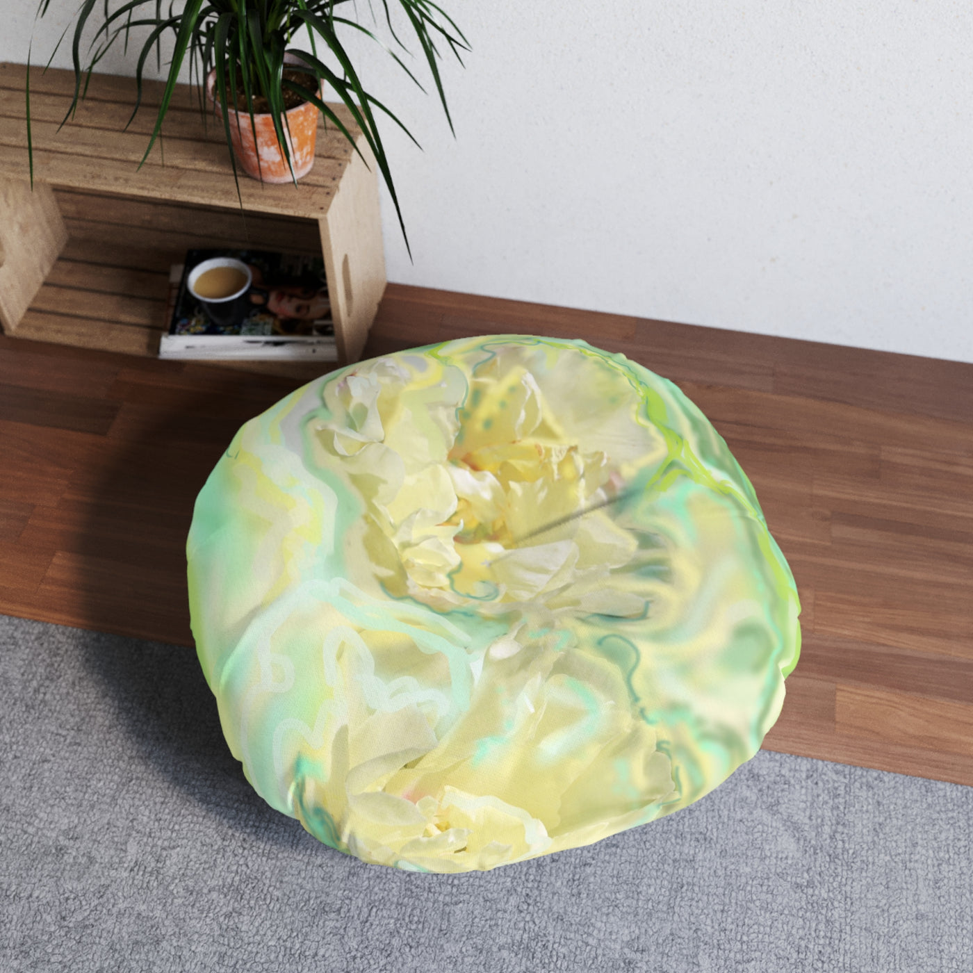 Floral Tufted Floor Pillow - Round Decorative Cushion for Cozy Spaces