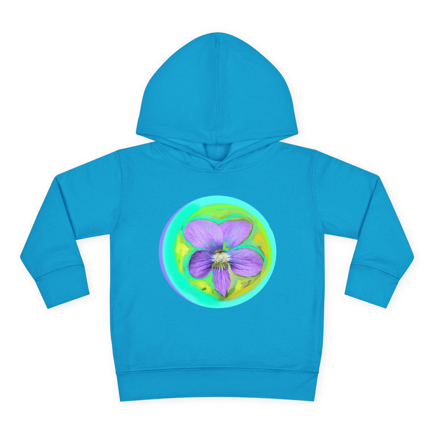 Toddler Floral Fleece Hoodie - Vibrant Purple Blossom Design