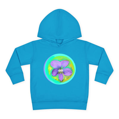 Toddler Floral Fleece Hoodie - Vibrant Purple Blossom Design