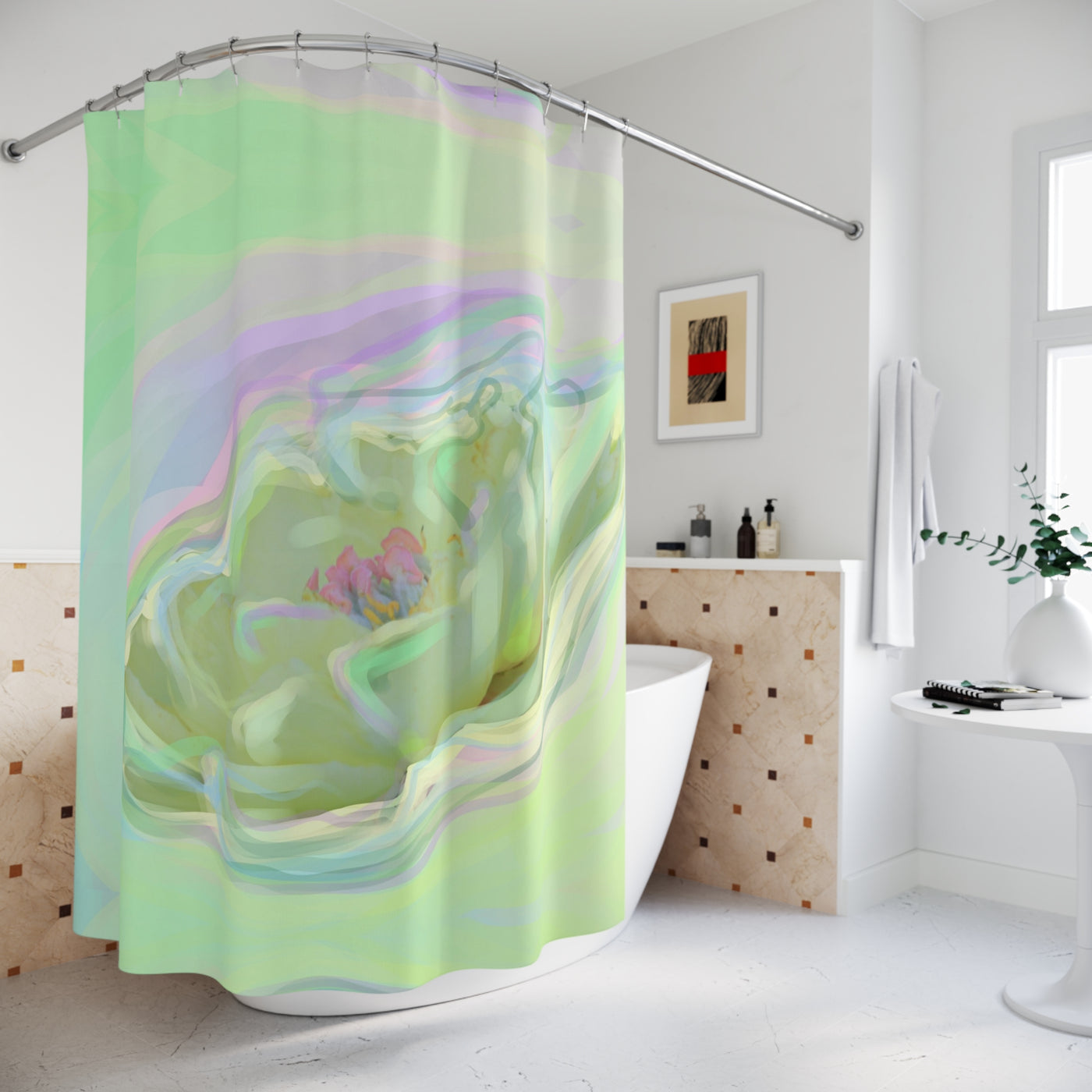 Serene Floral Shower Curtain - Dreamy Pastel Home Decor for Relaxing Bathrooms