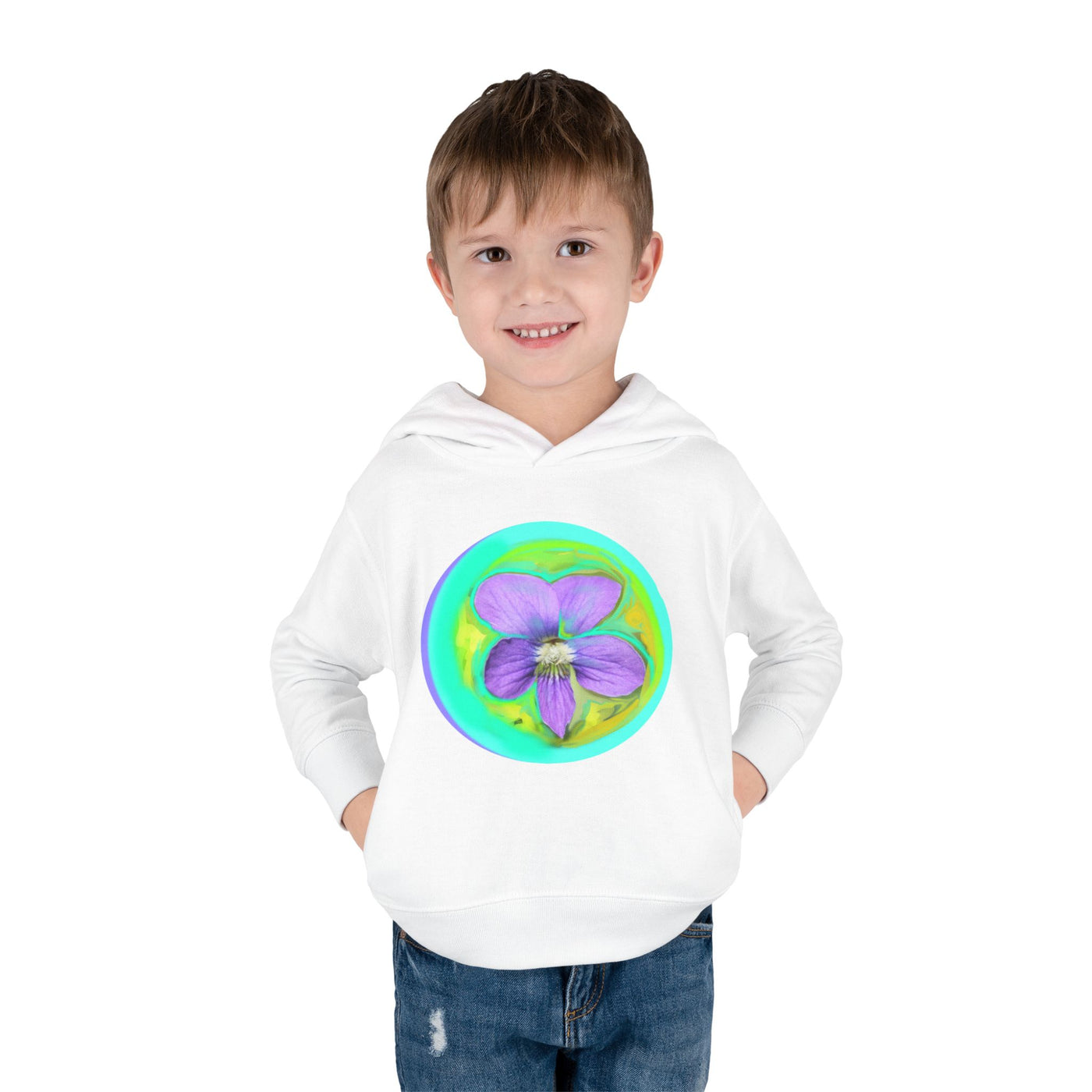 Toddler Floral Fleece Hoodie - Vibrant Purple Blossom Design