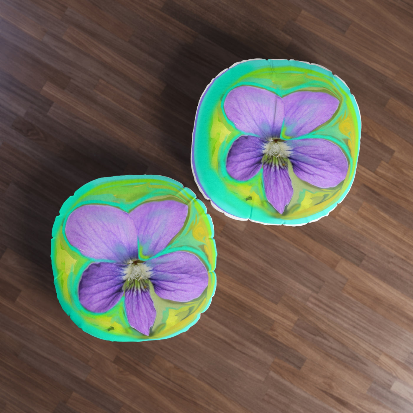 Vibrant Floral Tufted Floor Pillow - Round Accent Cushion