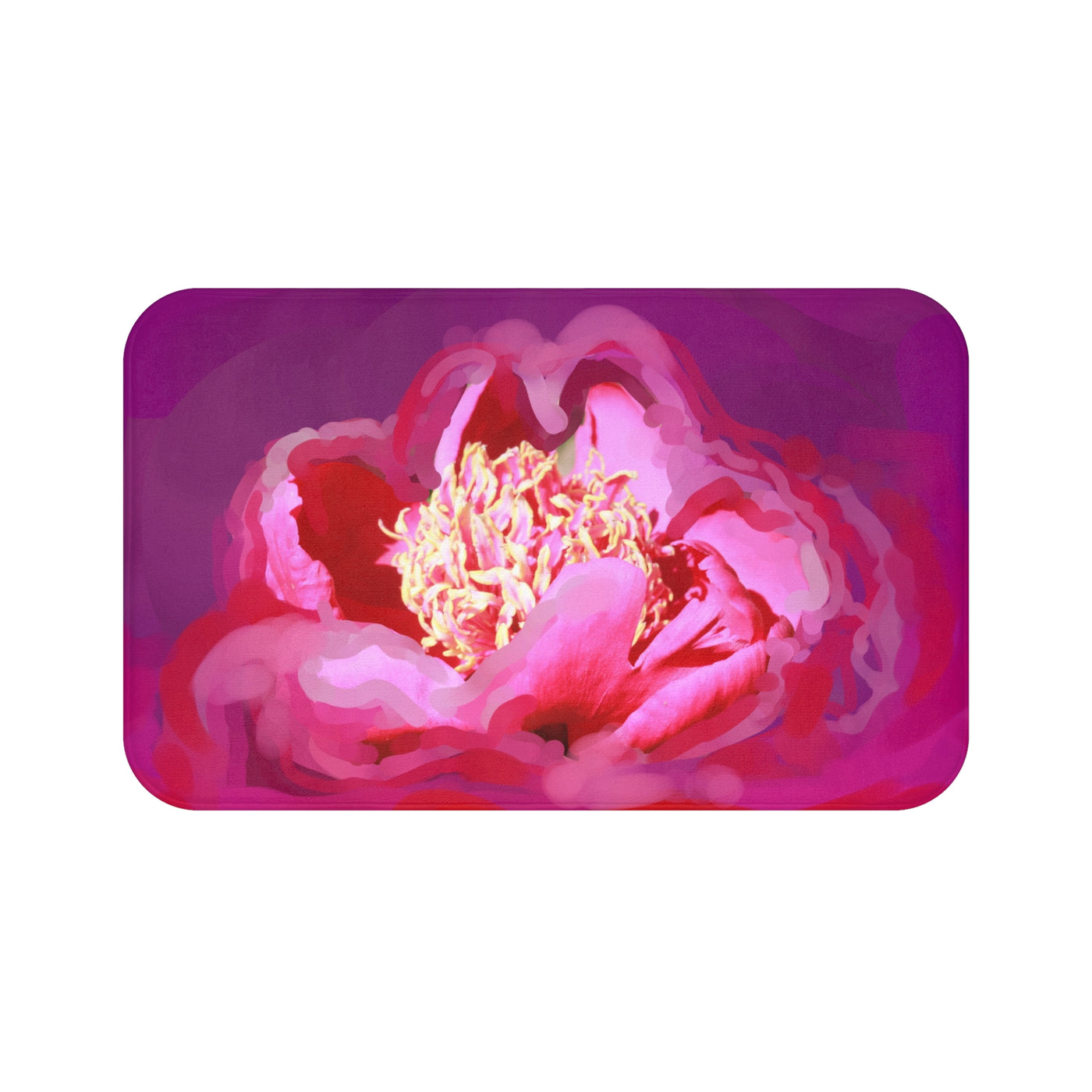 Floral Elegance Bath Mat - Vibrant Pink Peony Design for a Luxurious Bathroom Upgrade