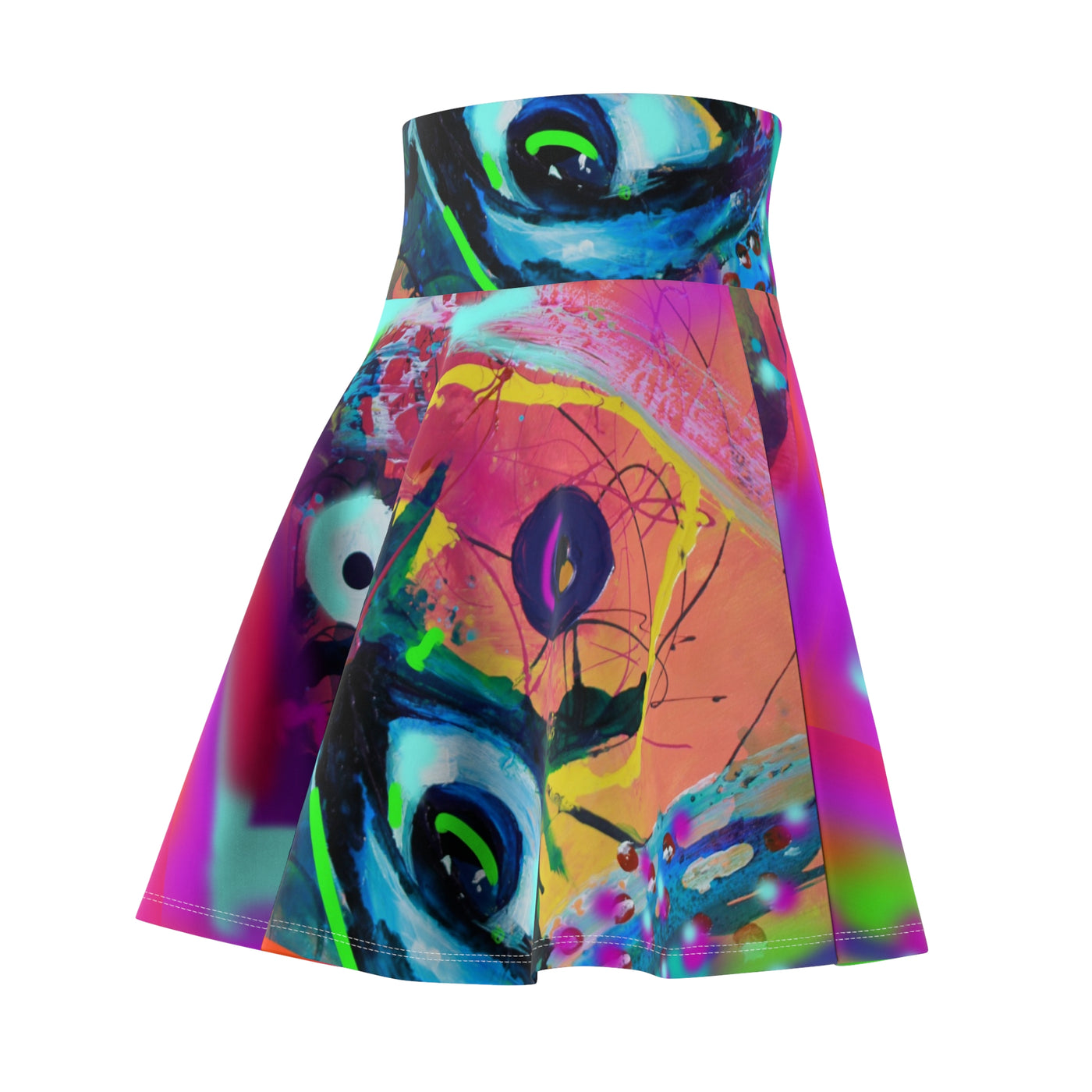 Colorful Abstract Women's Skater Skirt - Vibrant Art Design