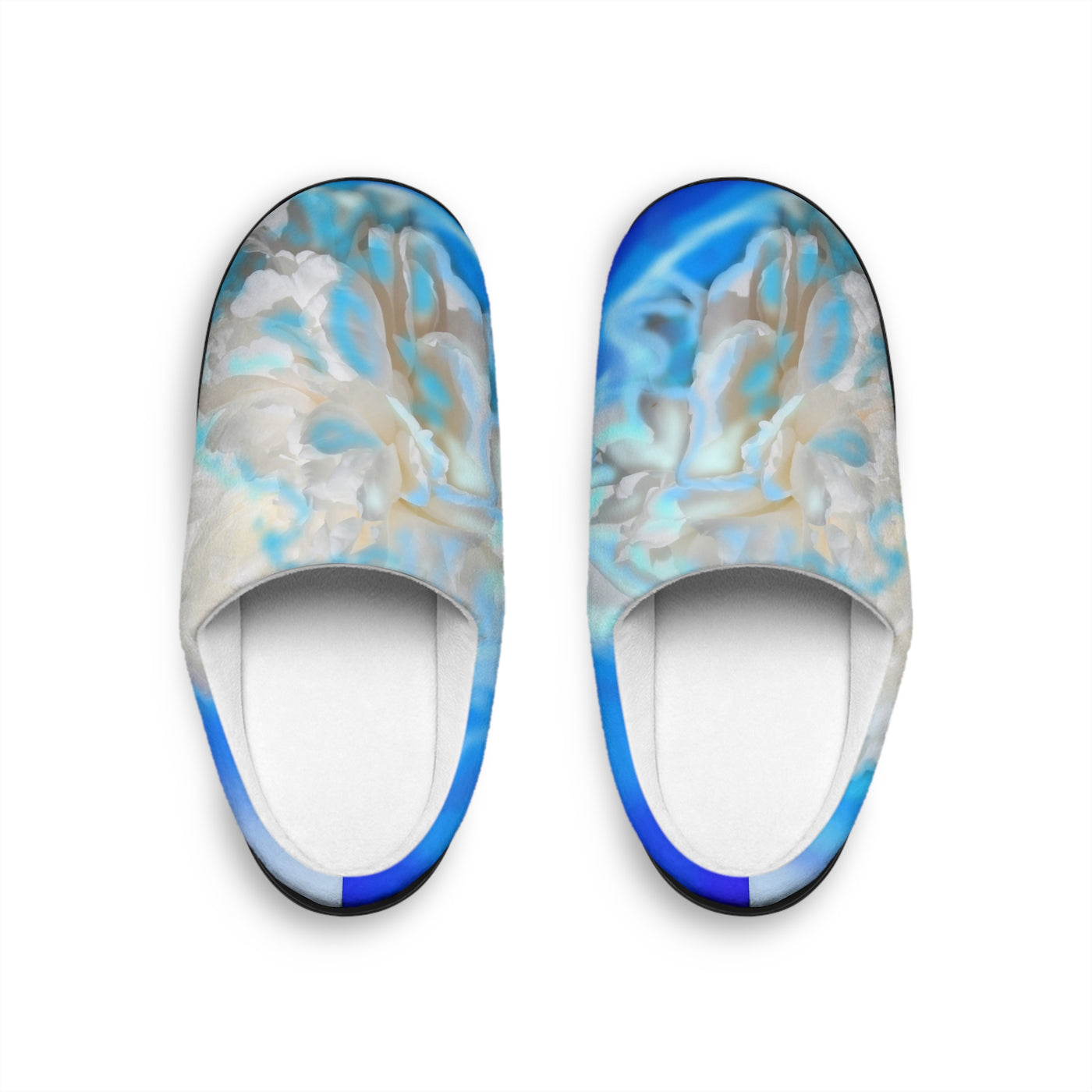 Men's Floral Indoor Slippers - Cozy Lounge Footwear with Serene Blue Design