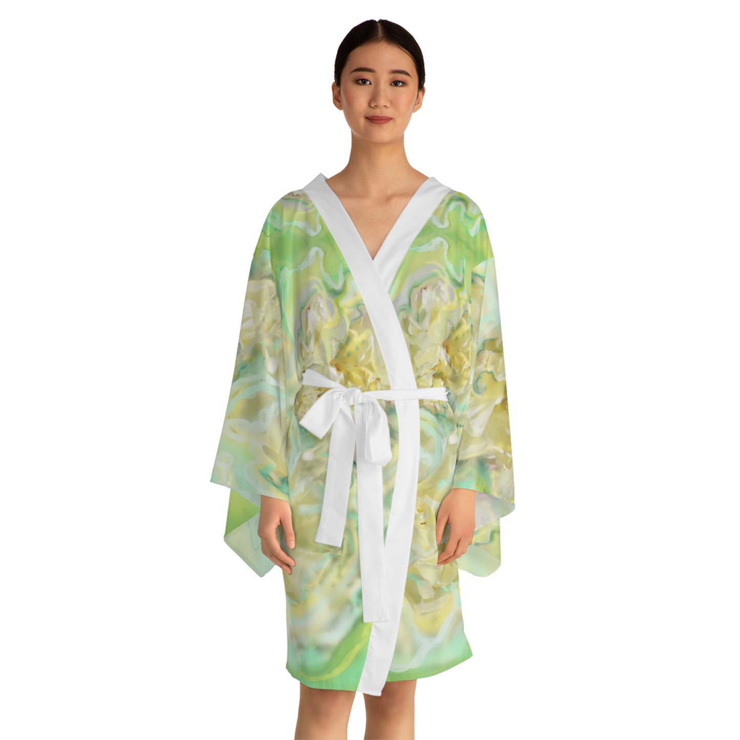 Eleganter langärmliger Kimono mit Blumenmuster – Perfekt zum Entspannen und für besondere Anlässe 