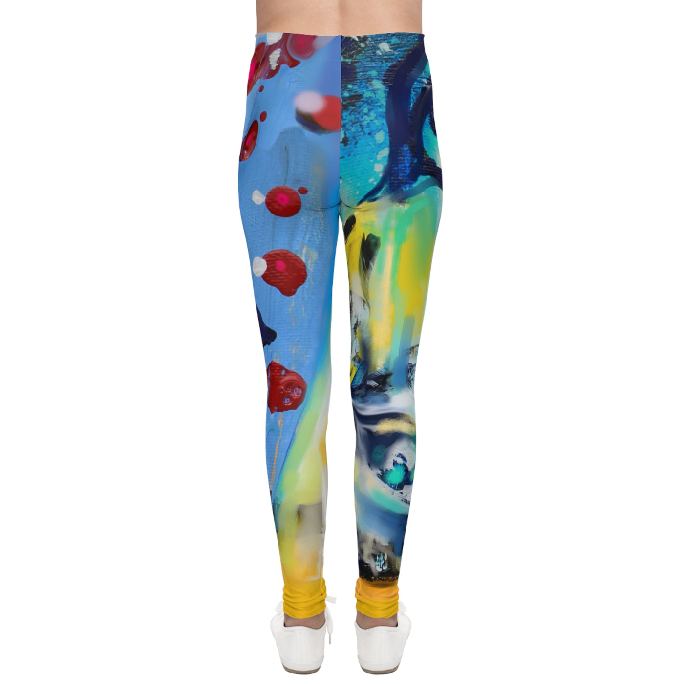 Vibrant Abstract Youth Leggings - Colorful Art Design for Active Kids
