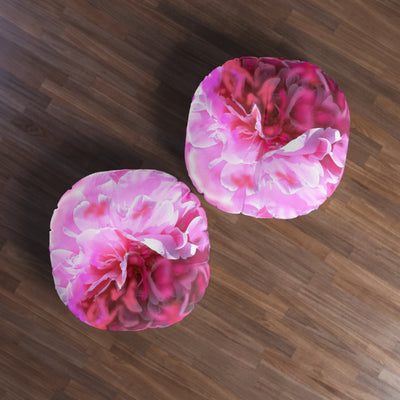 Blossom Pink Round Tufted Floor Pillow - Floral Home Decor