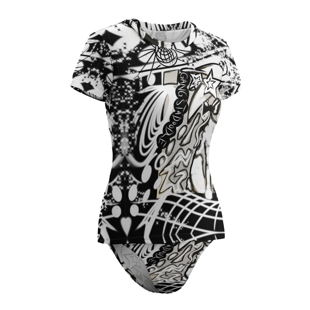 Short Sleeve Two Piece Bikini Swimsuit