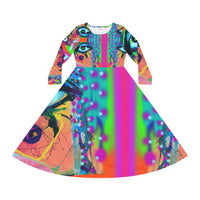 Abstract Geometric Women's Long Sleeve Dance Dress — Original Artwork | ArtistDione