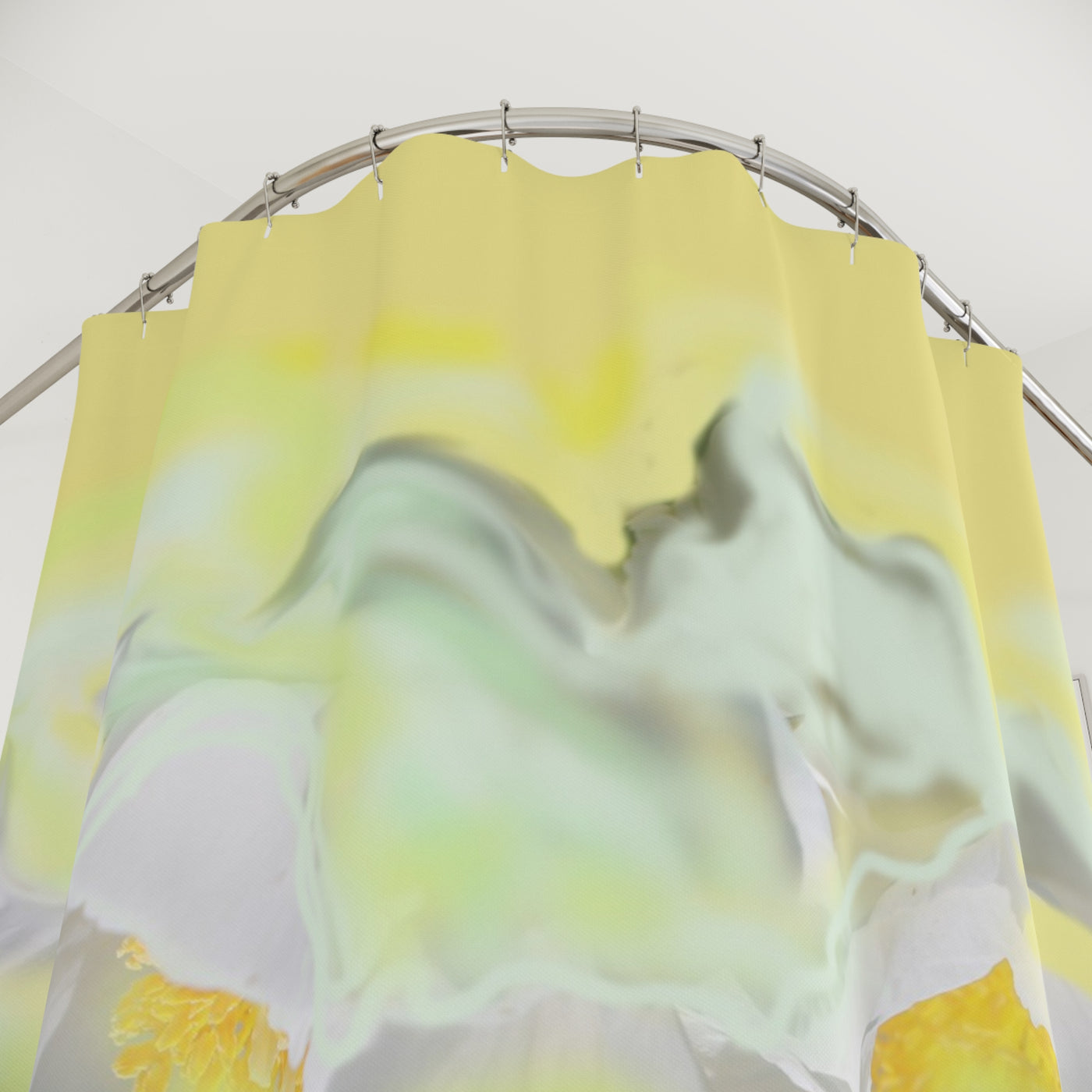 Soft Floral Shower Curtain - Yellow Floral Design for Bright Bathrooms
