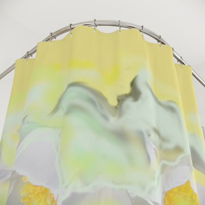 Soft Floral Shower Curtain - Yellow Floral Design for Bright Bathrooms
