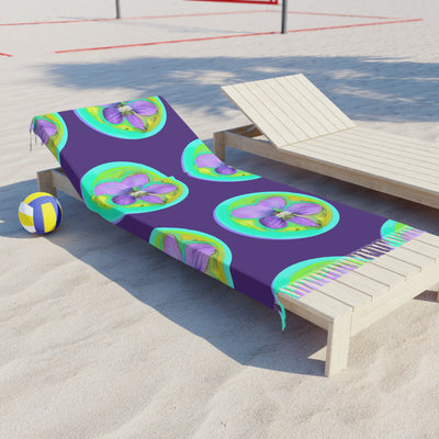 Boho Floral Beach Towel - Vibrant Violet Design for Relaxation & Travel