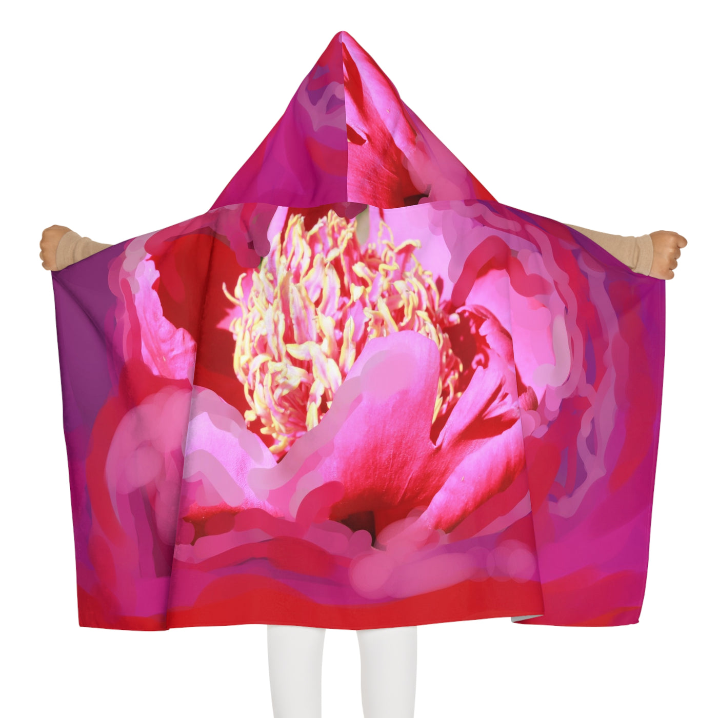 Youth Hooded Towel with Floral Design – Perfect for Beach Days and Pool Parties