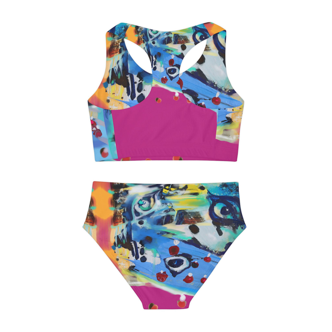 Vibrant Girls Two Piece Swimsuit - Colorful Abstract Design for Summer Fun