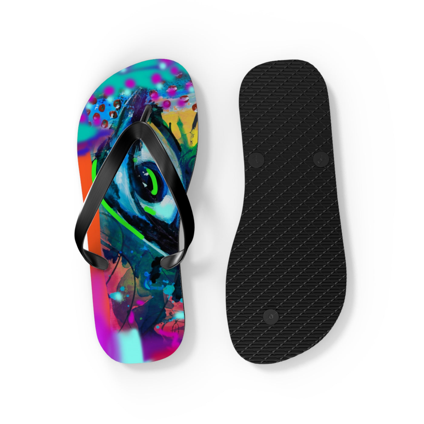 Vibrant Artistic Flip Flops - Colorful Summer Footwear