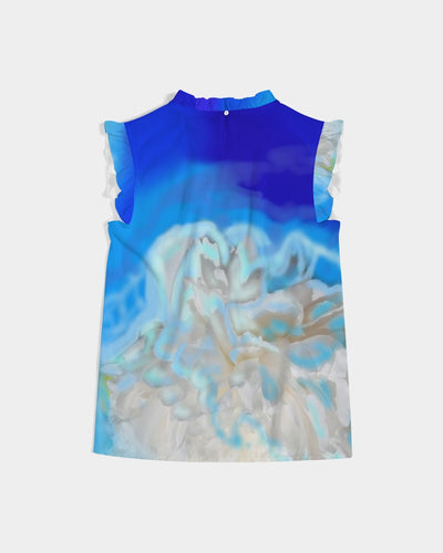 Blue Women's Ruffle Sleeve Top