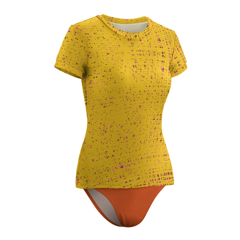 Short Sleeve Two Piece Bikini Swimsuit