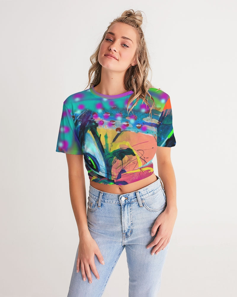 Eye Abstraction Women's Twist-Front Cropped Tee