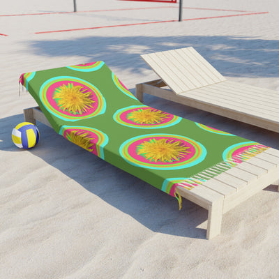 Boho Beach Towel with Vibrant Floral Design – Perfect for Summer and Outdoor Fun