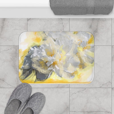 Floral Yellow Bath Mat – Soft, Absorbent Shower Rug for a Bright Bathroom Oasis