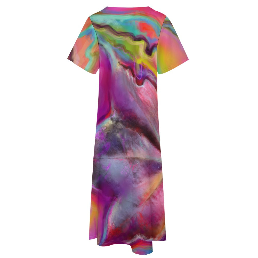 Short sleeve, artistic dress with pockets