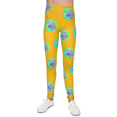 Vibrant Floral Youth Leggings - Fun and Colorful Activewear for Kids