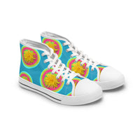 Colorful Floral High Top Sneakers for Women - Trendy Summer Footwear — Original Artwork | ArtistDione