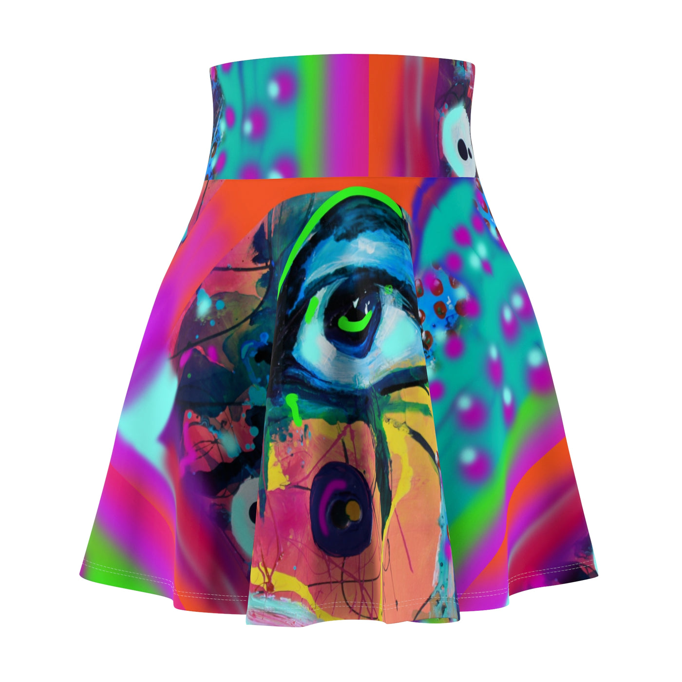 Colorful Abstract Women's Skater Skirt - Vibrant Art Design