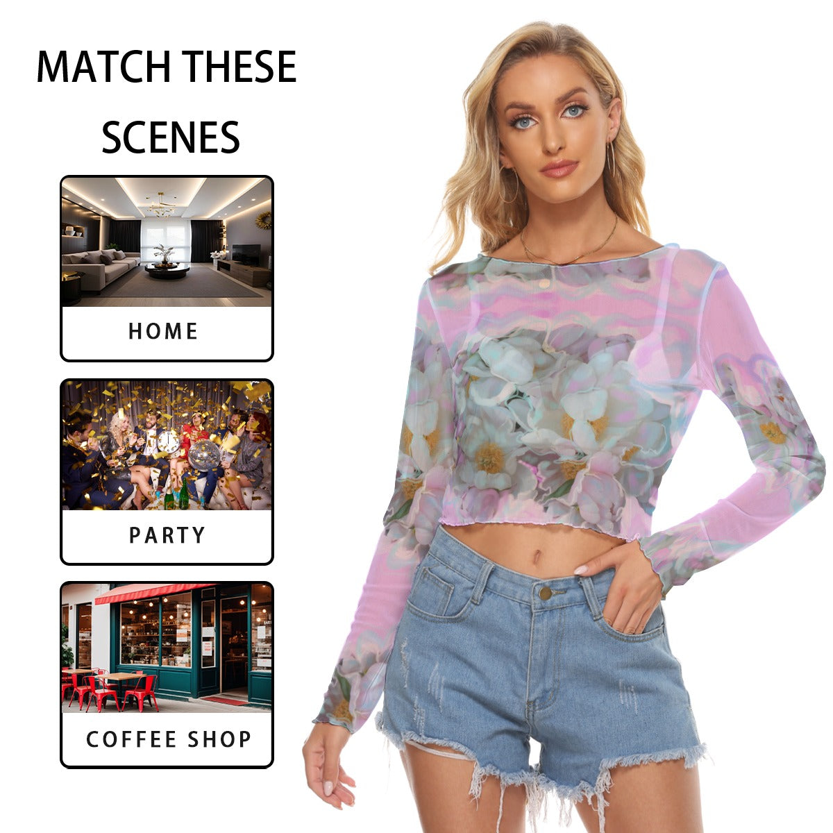 Women's Mesh Long Sleeves T-shirt