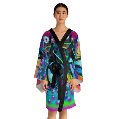 Vibrant Long Sleeve Kimono Robe - Colorful Art Design for Relaxation and Self-Care