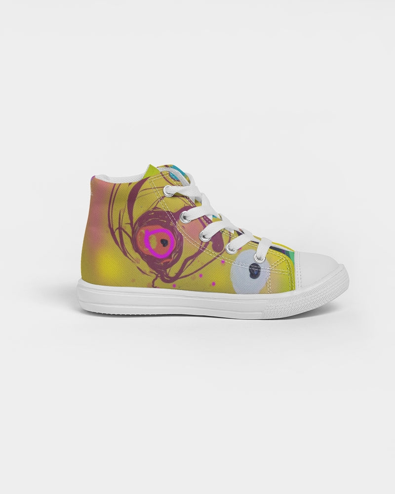 Abstract Yellow Kids Hightop Canvas Shoe
