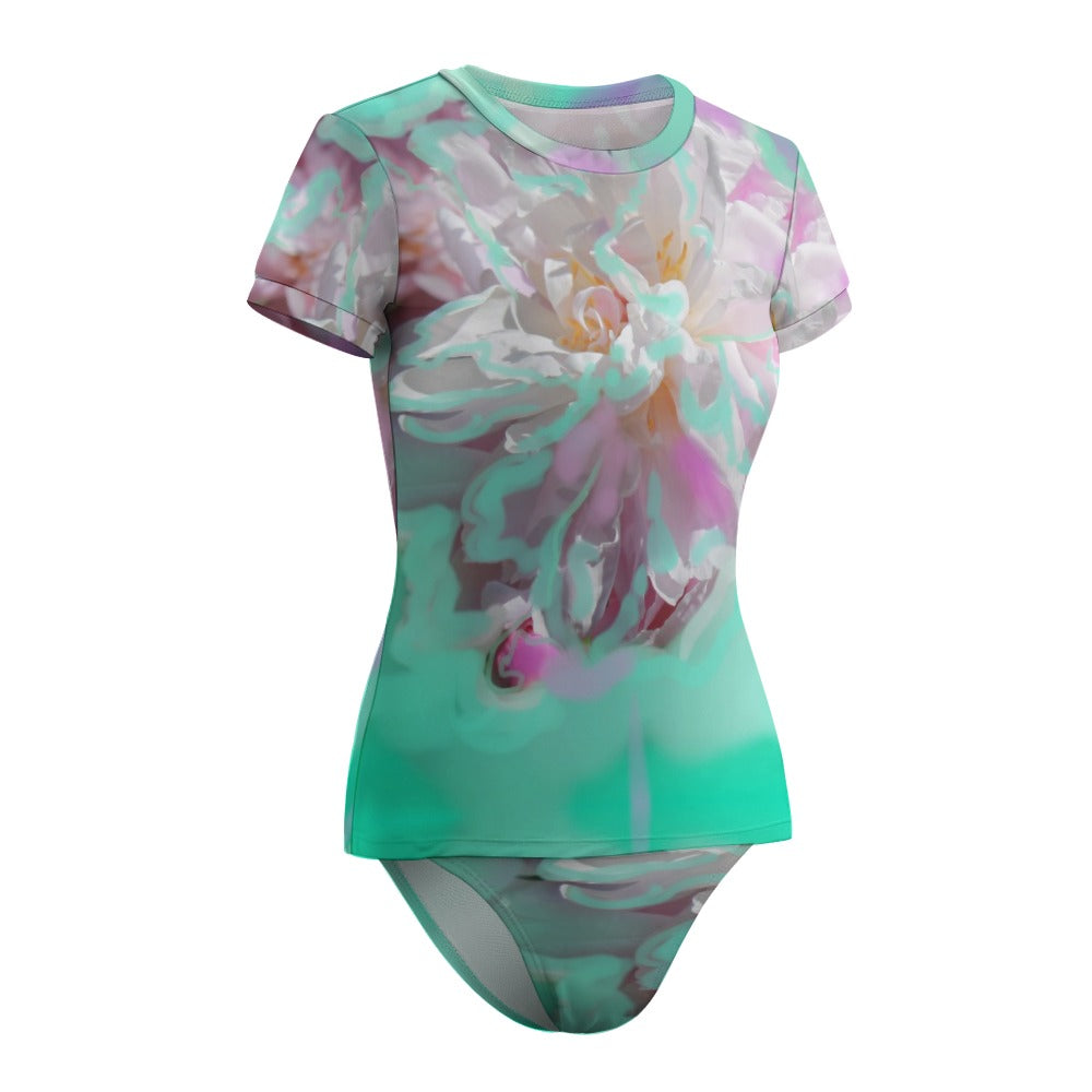 Short Sleeve Two Piece Bikini Swimsuit