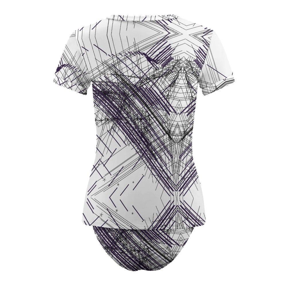 Short Sleeve Two Piece Bikini Swimsuit