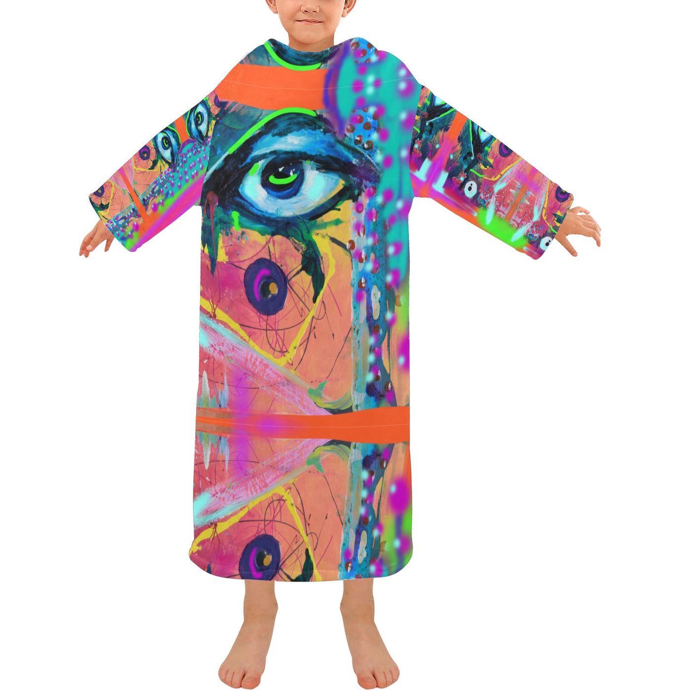 Blanket Robe with Sleeves for Kids