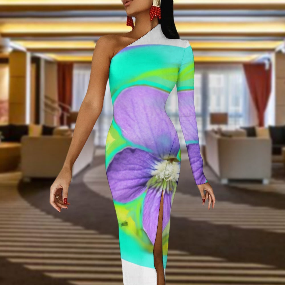 Half Sleeve Slit Dress