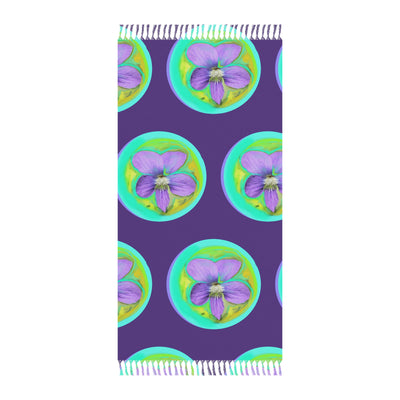 Boho Floral Beach Towel - Vibrant Violet Design for Relaxation & Travel — Original Artwork | ArtistDione