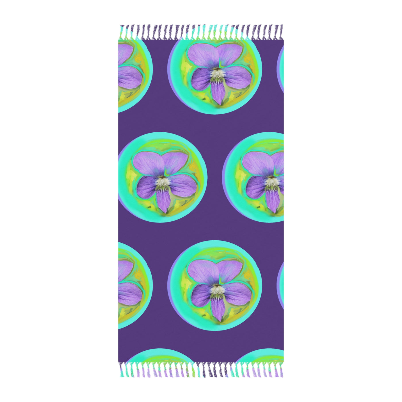Boho Floral Beach Towel - Vibrant Violet Design for Relaxation & Travel