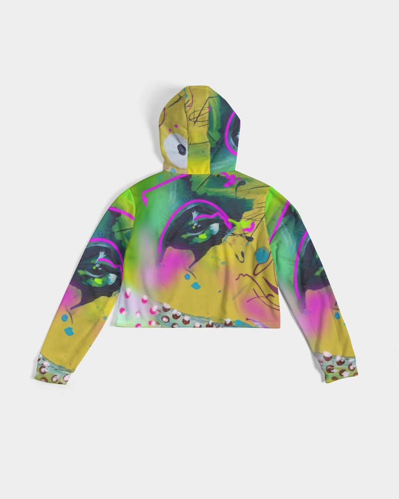 Abstract Yellow Women's Cropped Hoodie