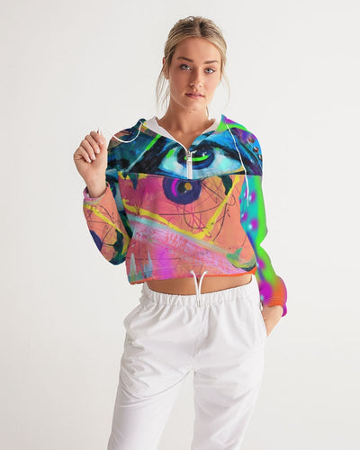 Eye Abstraction Women's Cropped Windbreaker