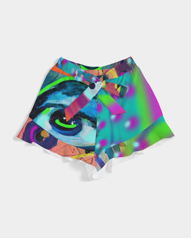 Eye Abstraction Women's All-Over Print Ruffle Shorts
