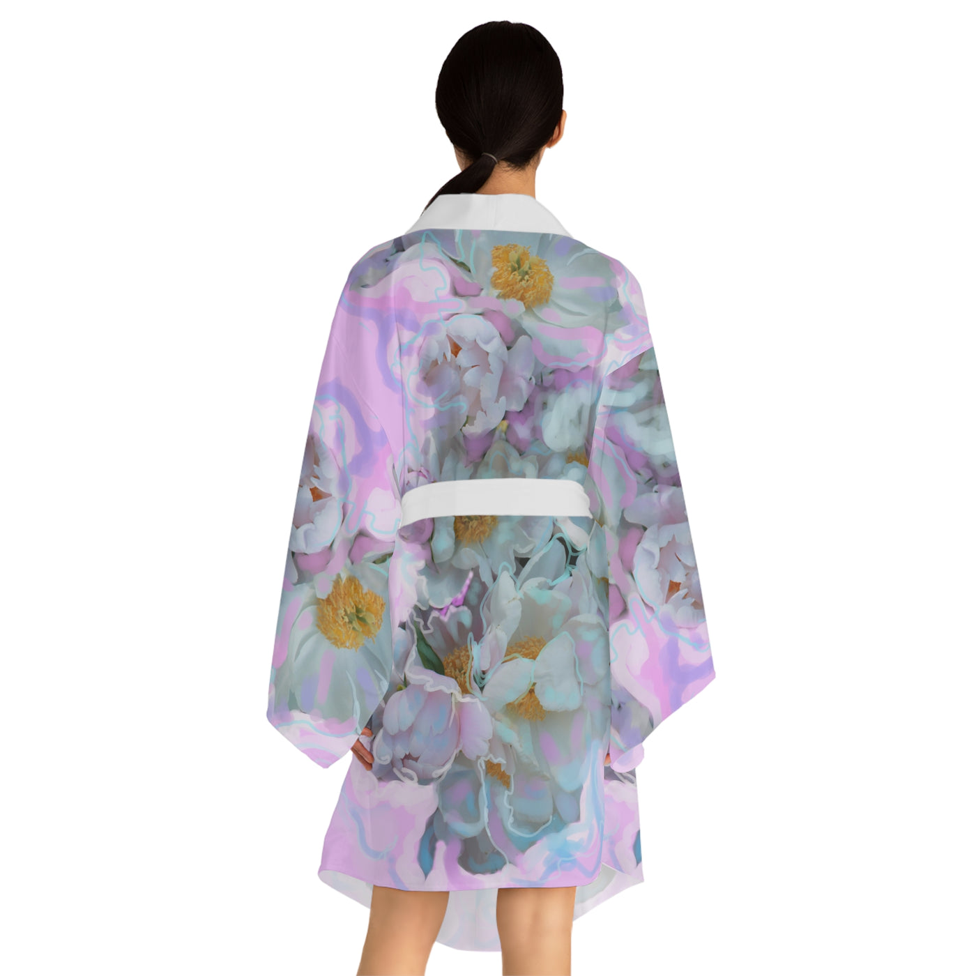 Floral Long Sleeve Kimono Robe - Elegant Floral Design for Relaxation and Style