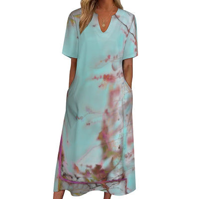 Short sleeve, artistic dress with pockets