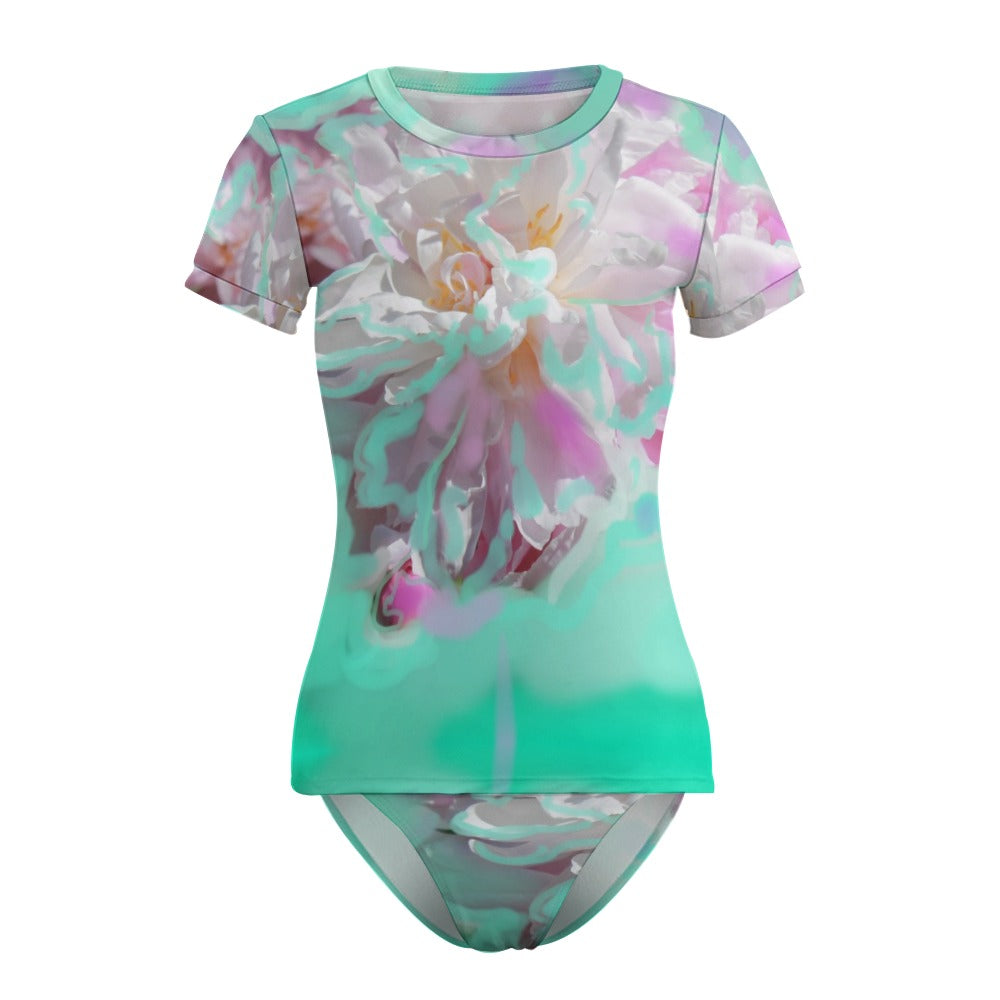 Short Sleeve Two Piece Bikini Swimsuit