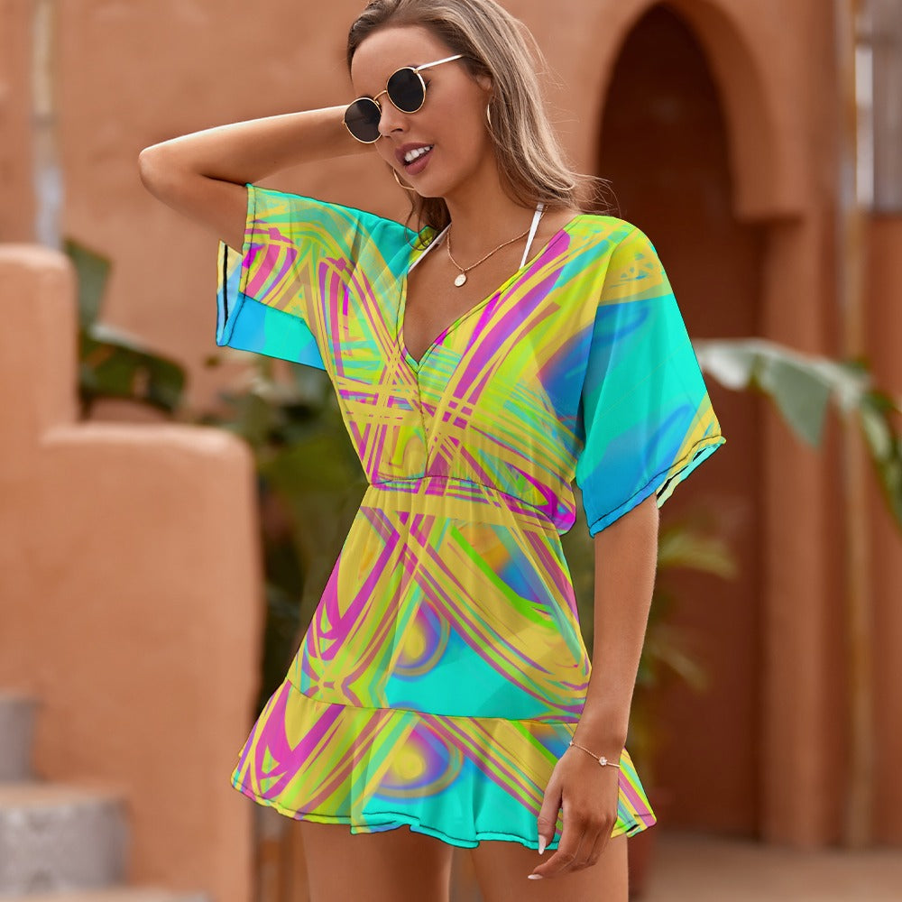 Ladies Thin Short Sleeve One Piece Dress