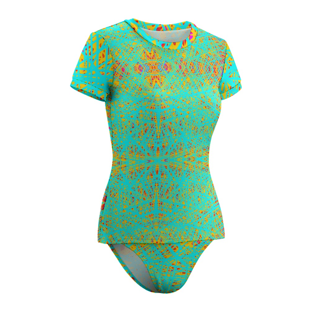 Short Sleeve Two Piece Bikini Swimsuit