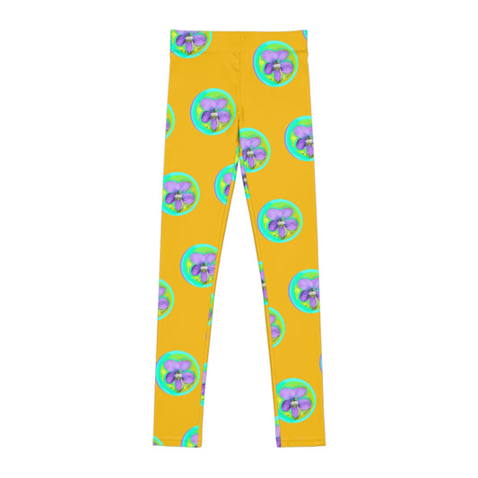 Vibrant Floral Youth Leggings - Fun and Colorful Activewear for Kids