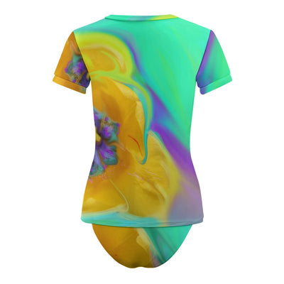 Short Sleeve Two Piece Bikini Swimsuit